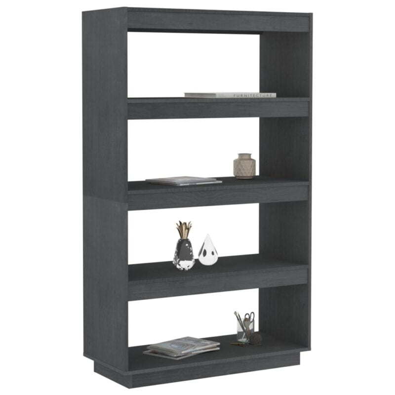 Ormarić za knjige / sobna pregrada sivi 80x35x135 cm borovina - Slika 4