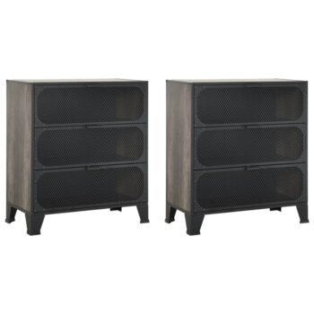 Ormarići za pohranu 2 kom sivi 72x36x82 cm od metala i MDF-a