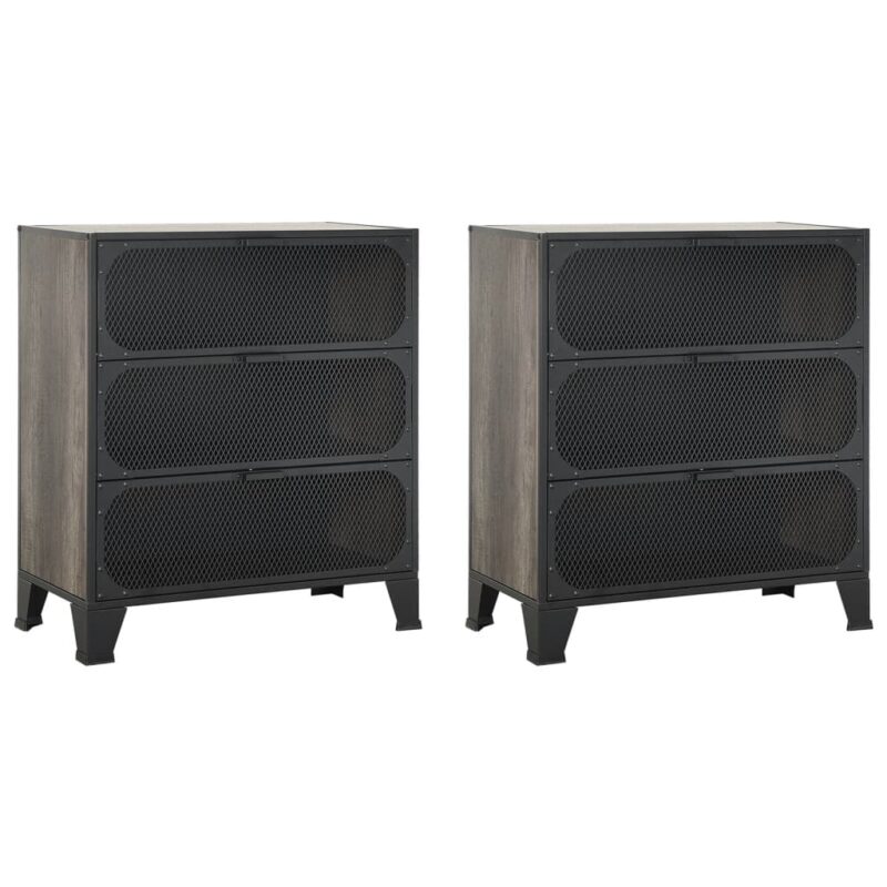 Ormarići za pohranu 2 kom sivi 72x36x82 cm od metala i MDF-a