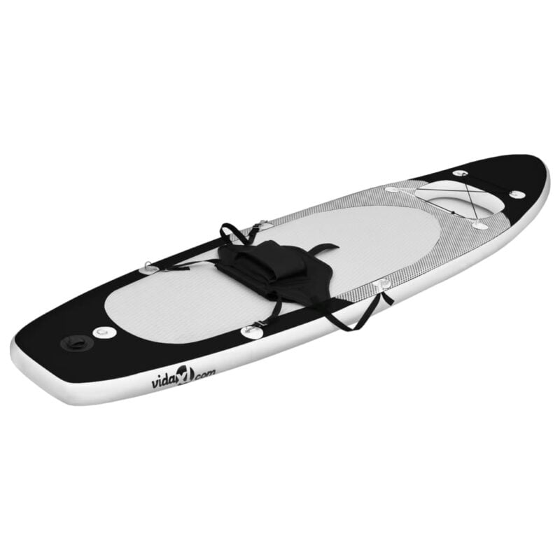 Set daske za veslanje stojeći na napuhavanje crni 360x81x10 cm