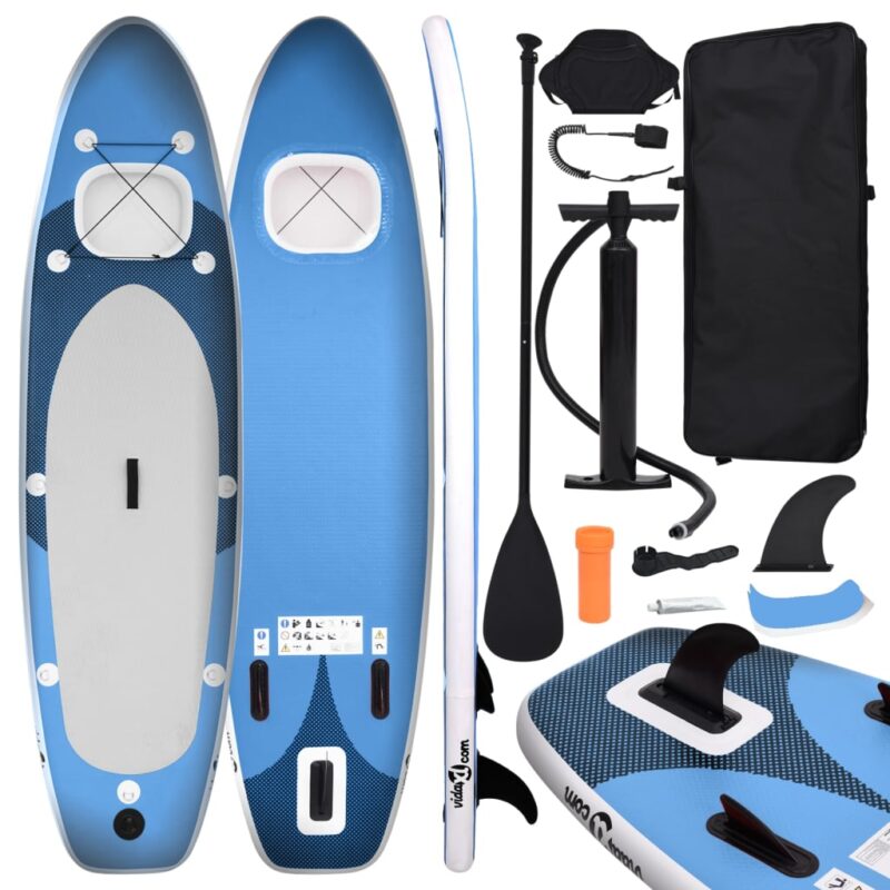 Set daske za veslanje stojeći na napuhavanje plavi 360x81x10 cm