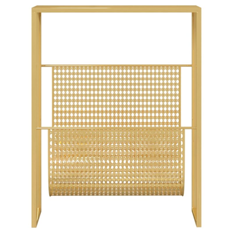 Stalak za časopise zlatni 35 x 15 x 45 cm čelični - Slika 3