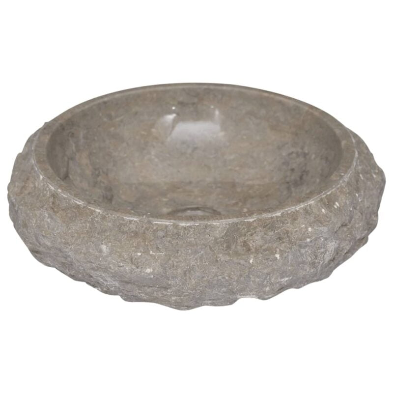 Umivaonik sivi Ø 40 x 12 cm mramorni - Slika 3