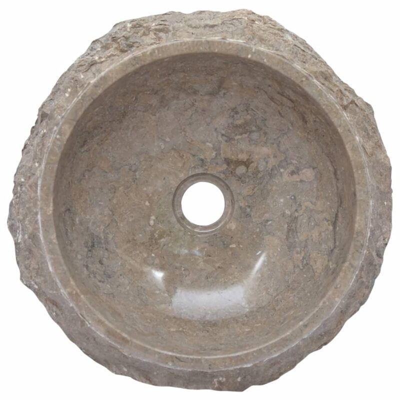 Umivaonik sivi Ø 40 x 12 cm mramorni - Slika 4