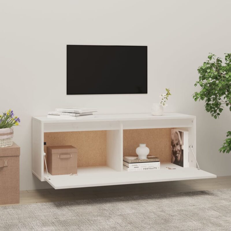 Zidni ormarić bijeli 100 x 30 x 35 cm od masivne borovine - Slika 3