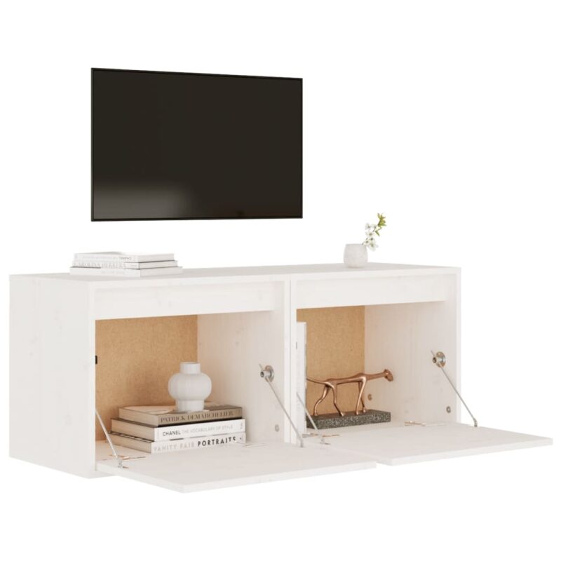 Zidni ormarići 2 kom bijeli 45 x 30 x 35 cm od masivne borovine - Slika 4