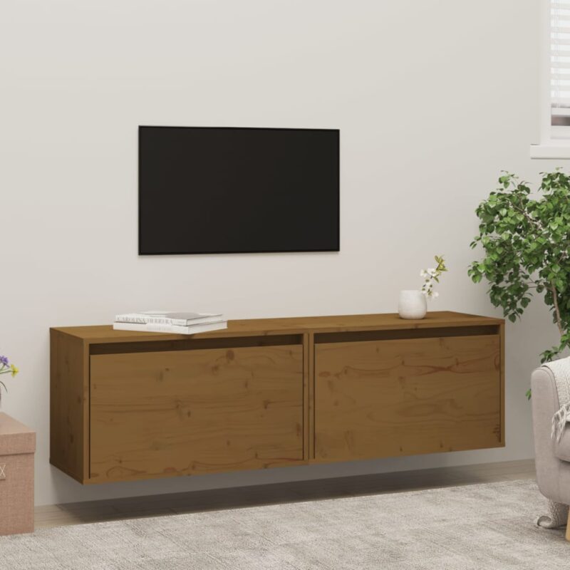 Zidni ormarići 2 kom boja meda 60x30x35 cm od masivne borovine - Slika 3