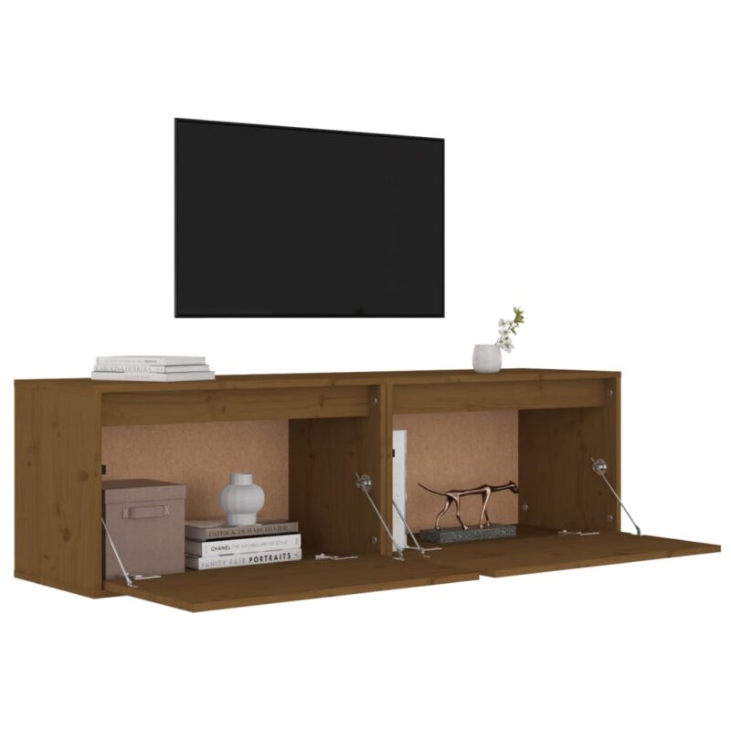 Zidni ormarići 2 kom boja meda 60x30x35 cm od masivne borovine - Slika 4