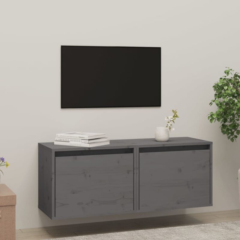 Zidni ormarići 2 kom sivi 45 x 30 x 35 cm od masivne borovine - Slika 3