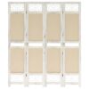 338559 4-Panel Room Divider Cream 140x165 cm Fabric