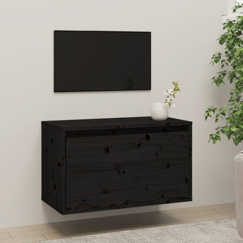 Zidni ormarić crni 60 x 30 x 35 cm od masivne borovine - Slika 3