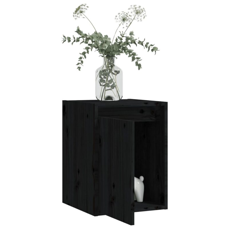 Zidni ormarići 2 kom crni 30 x 30 x 40 cm od masivne borovine - Slika 4