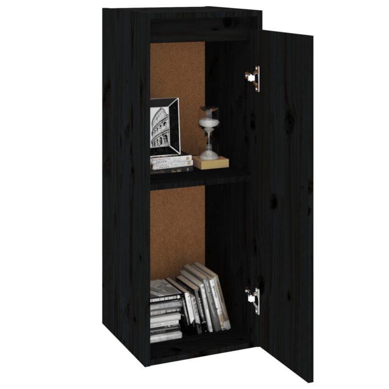 Zidni ormarići 2 kom crni 30 x 30 x 80 cm od masivne borovine - Slika 4