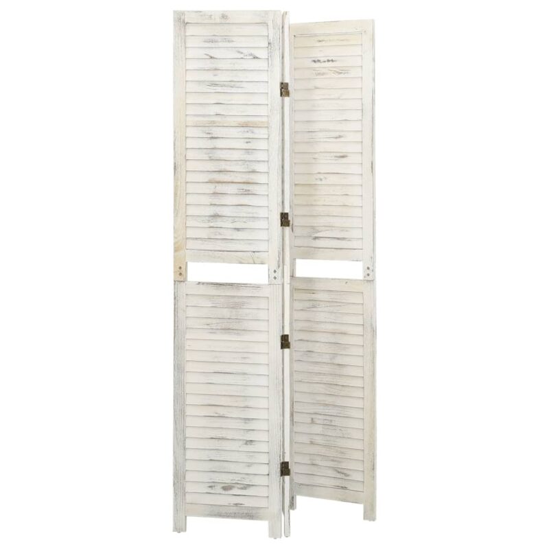 Sobna pregrada s 3 panela antikna bijela 105 x 165 cm drvena - Slika 4
