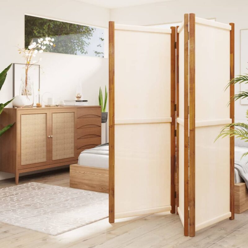 Sobna pregrada s 3 panela krem bijela 210 x 180 cm - Slika 3