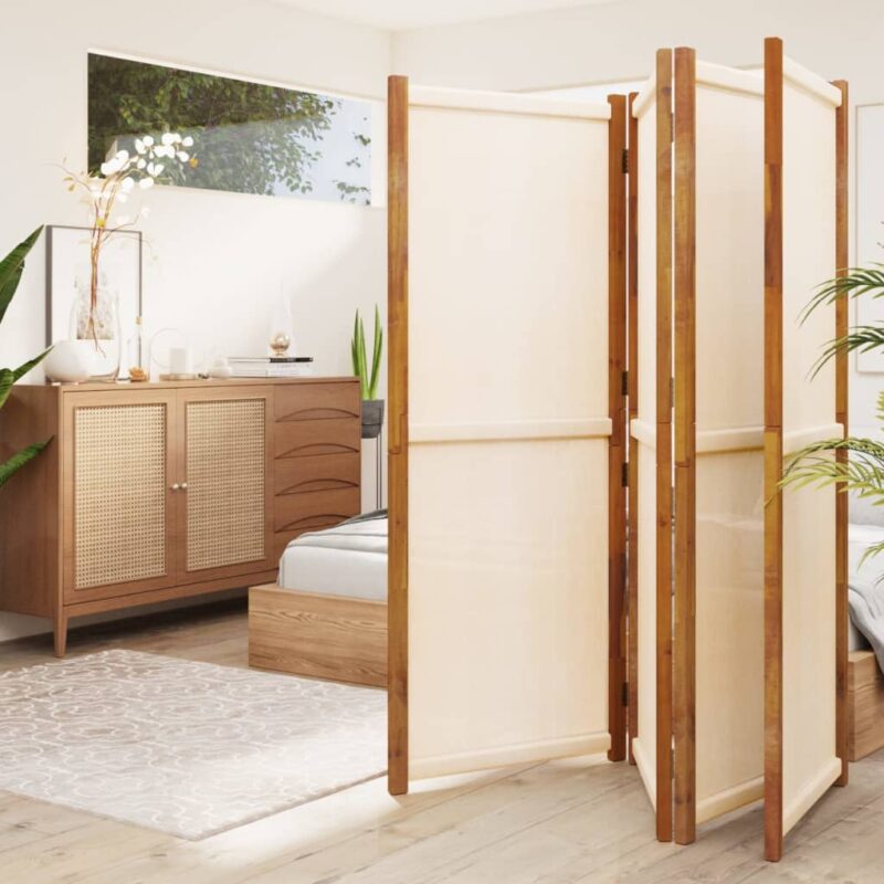 Sobna pregrada s 4 panela krem bijela 280 x 180 cm - Slika 3