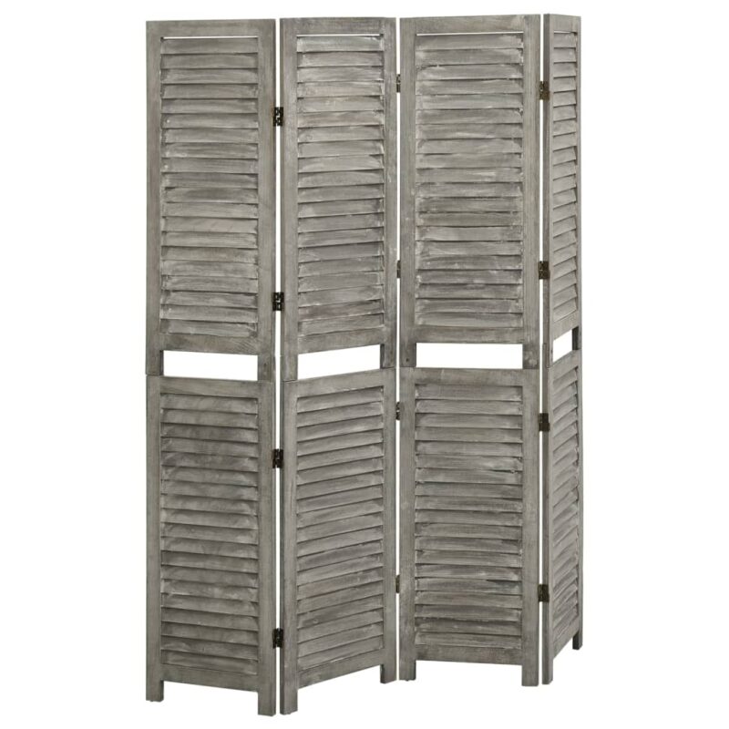 Sobna pregrada s 4 panela siva 143 x 166 cm od masivnog drva - Slika 4
