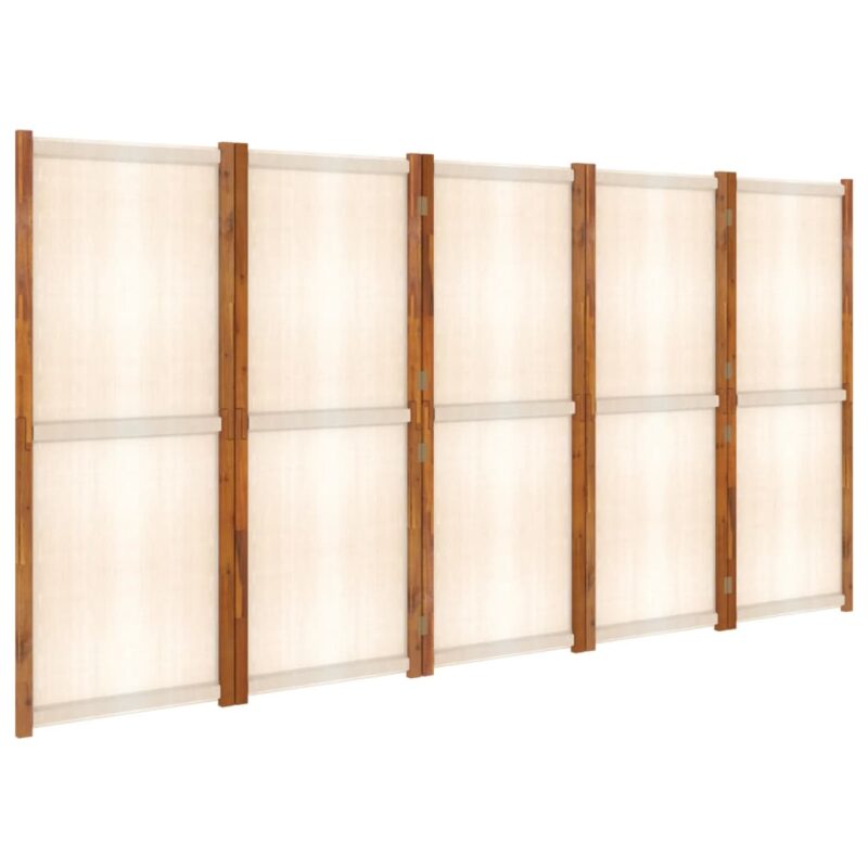 Sobna pregrada s 5 panela krem bijela 350 x 180 cm