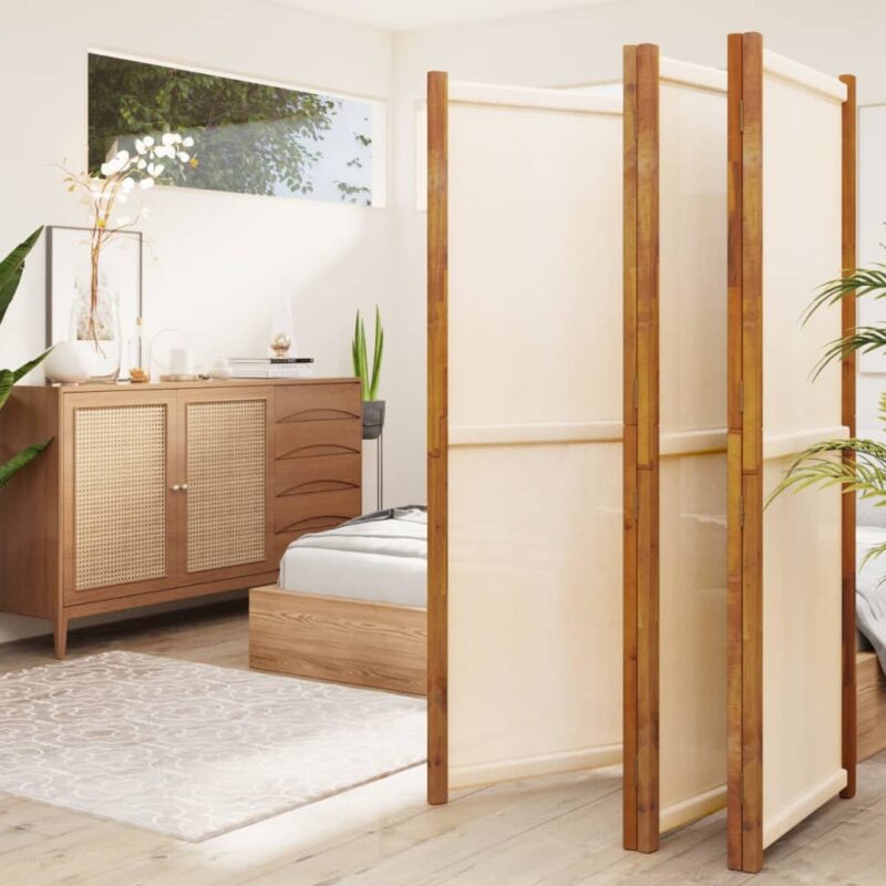 Sobna pregrada s 5 panela krem bijela 350 x 180 cm - Slika 3