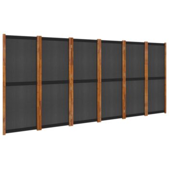 Sobna pregrada sa 6 panela crna 420 x 180 cm