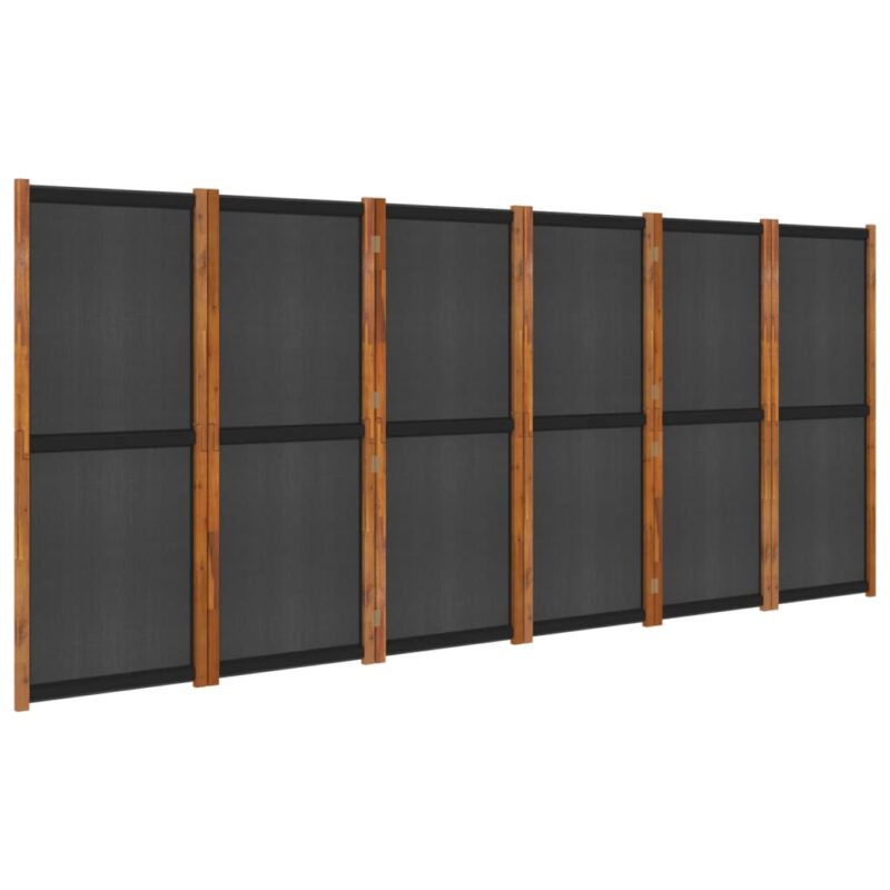 Sobna pregrada sa 6 panela crna 420 x 180 cm