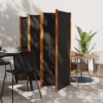Sobna pregrada sa 6 panela crna 420 x 180 cm