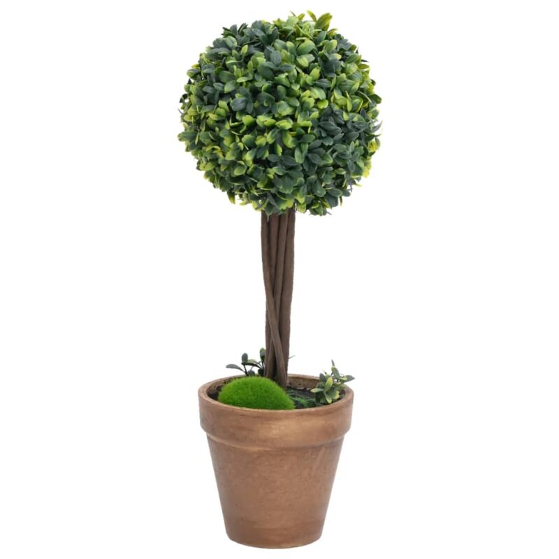 Umjetni šimširi s posudama 2 kom u obliku kugle zeleni 56 cm