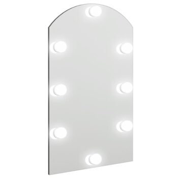 Ogledalo s LED svjetlima 70 x 40 cm stakleno u obliku luka