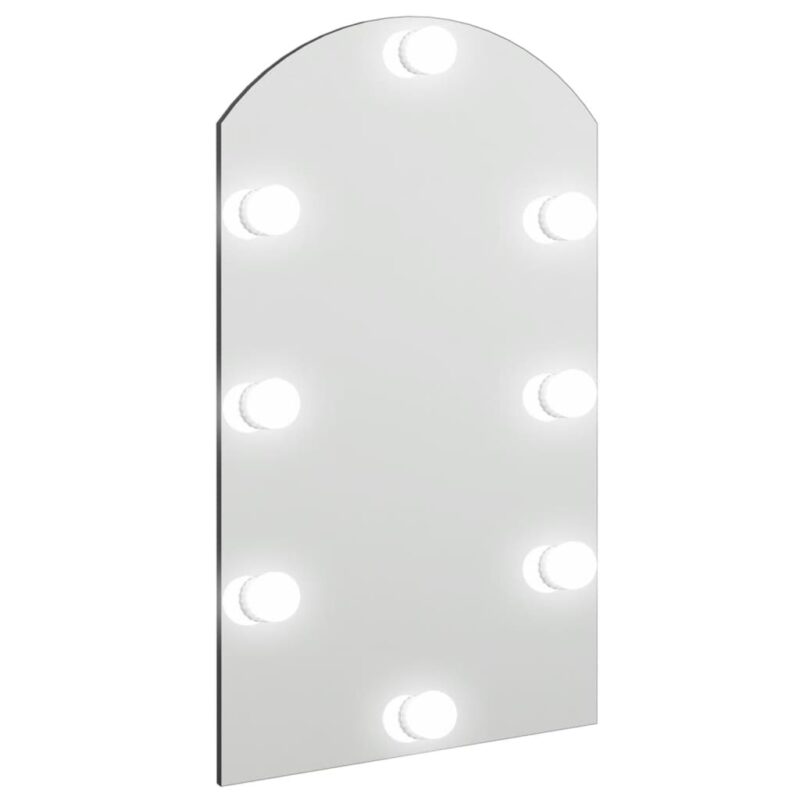 Ogledalo s LED svjetlima 70 x 40 cm stakleno u obliku luka