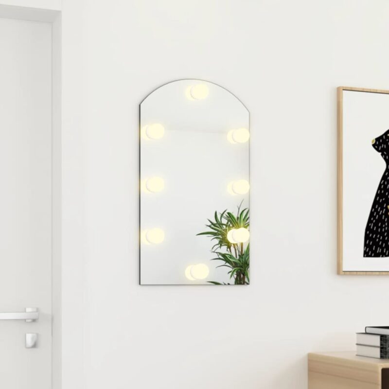 Ogledalo s LED svjetlima 70 x 40 cm stakleno u obliku luka - Slika 3