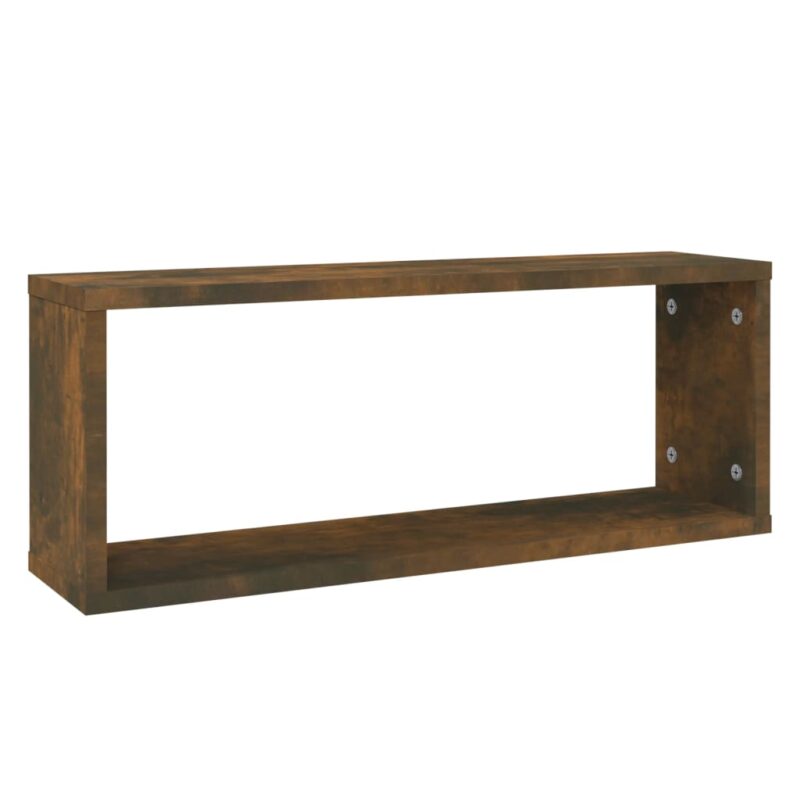 Kockaste zidne police 4 kom dimljeni hrast 60x15x23 cm drvene - Slika 3