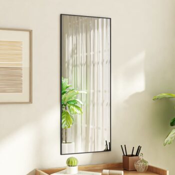 Ogledalo za vrata crno 40 x 100 cm od stakla i aluminija