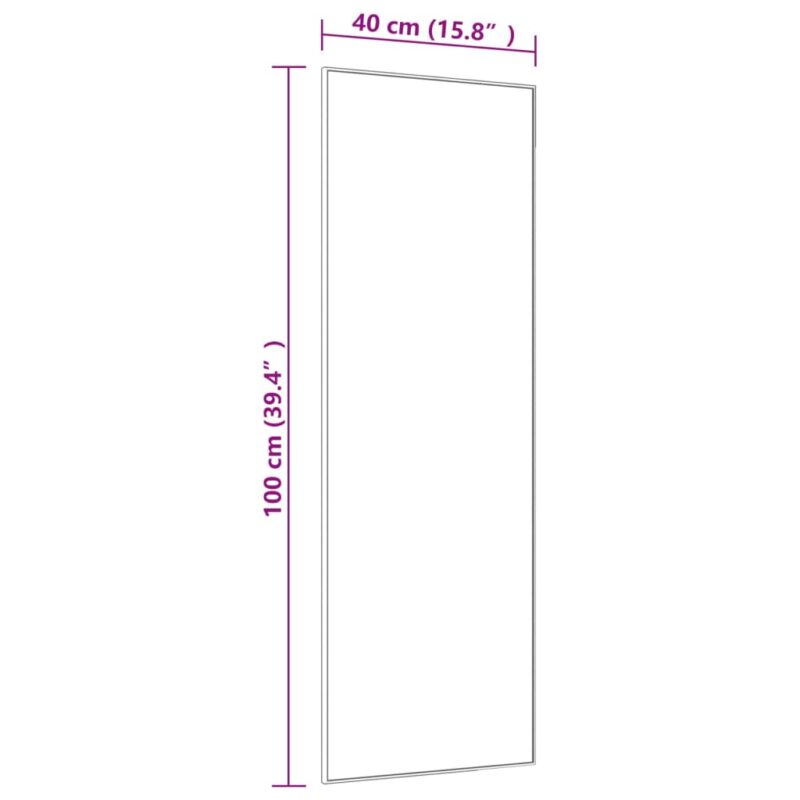 Ogledalo za vrata crno 40 x 100 cm od stakla i aluminija - Slika 4