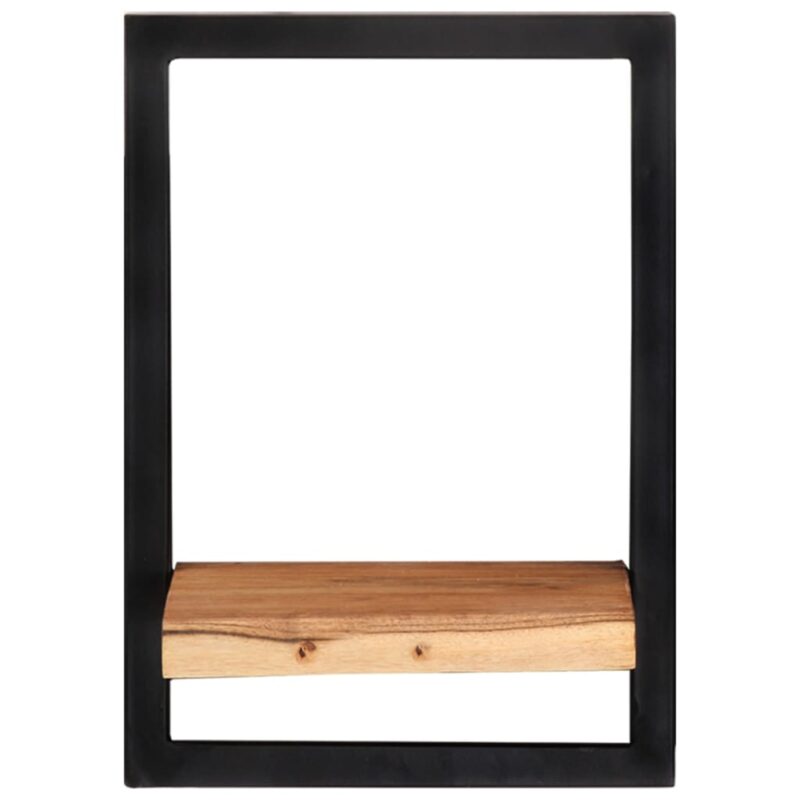 Zidne police 2 kom 25 x 25 x 35 cm masivni bagrem i čelik - Slika 3