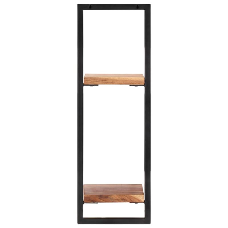 Zidne police 2 kom 25 x 25 x 75 cm masivni bagrem i čelik - Slika 4