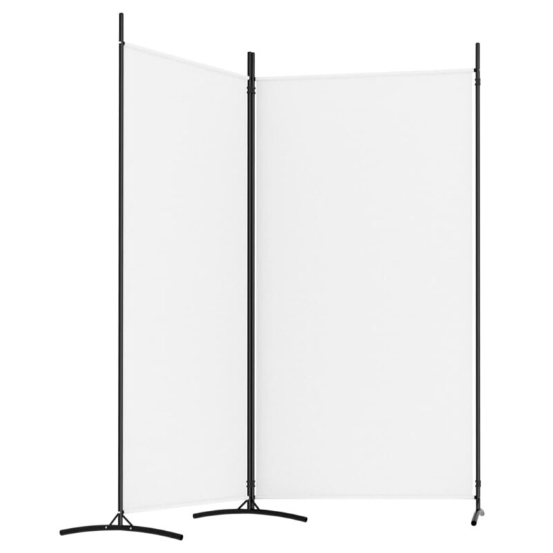 Sobna pregrada s 2 panela bijela 175 x 180 cm od tkanine - Slika 4