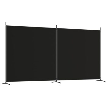 Sobna pregrada s 2 panela crna 348 x 180 cm od tkanine