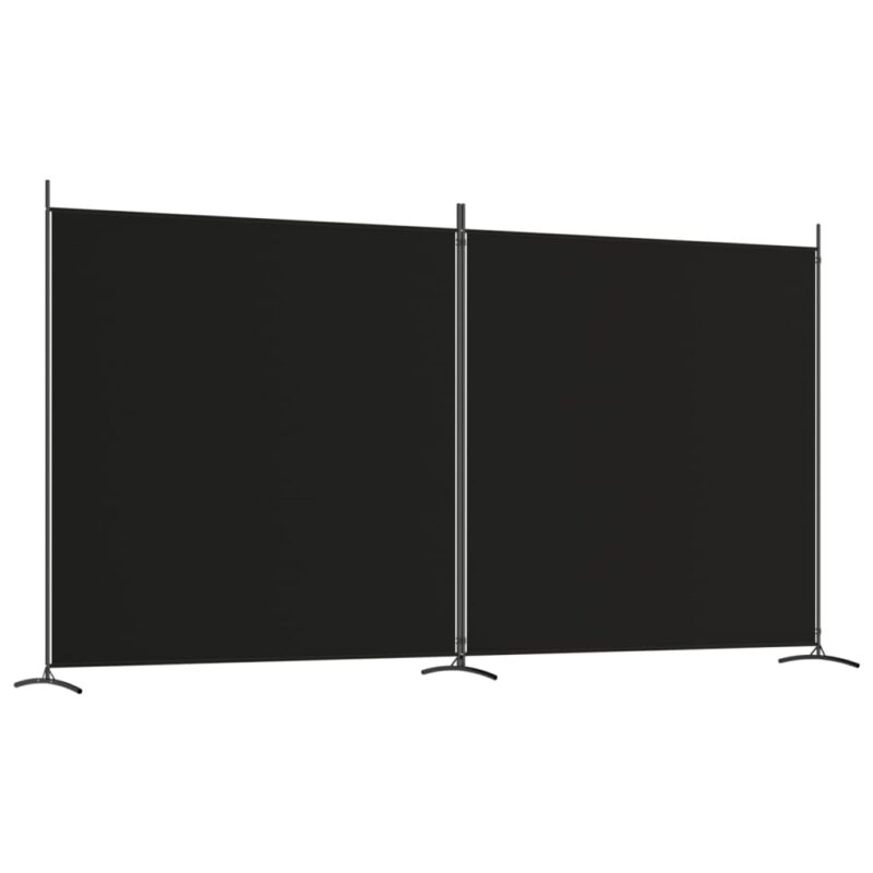 Sobna pregrada s 2 panela crna 348 x 180 cm od tkanine