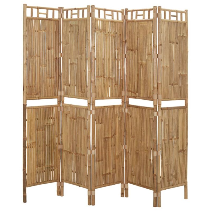 Sobna pregrada s 5 panela od bambusa 200 x 180 cm - Slika 3
