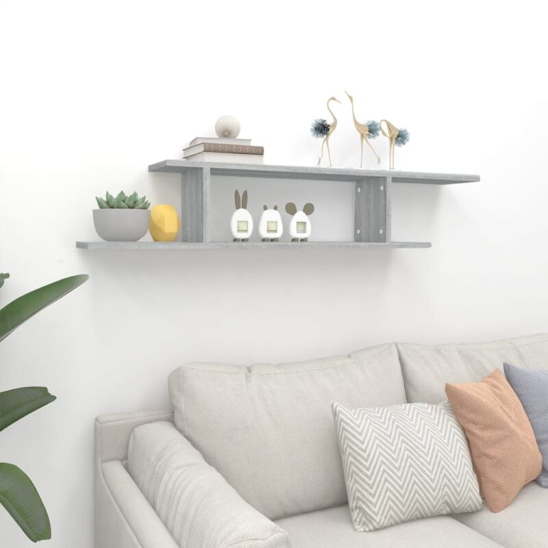 Zidna TV polica boja hrasta 125x18x23 cm konstruirano drvo - Slika 3