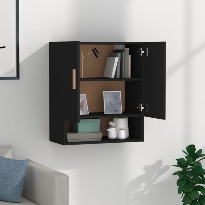 Zidni ormarić crni 60 x 31 x 70 cm od konstruiranog drva - Slika 3