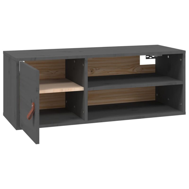 Zidni ormarić sivi 80 x 30 x 30 cm od masivne borovine