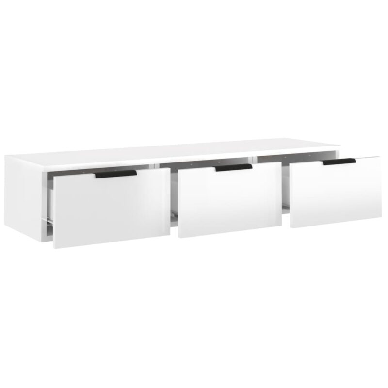 Zidni ormarić visoki sjaj bijeli 102x30x20 cm konstruirano drvo - Slika 4