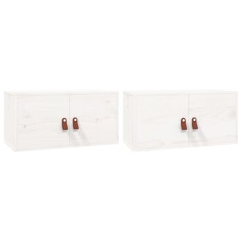 Zidni ormarići 2 kom bijeli 60 x 30 x 30 cm od masivne borovine