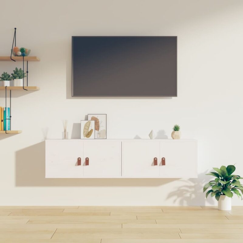 Zidni ormarići 2 kom bijeli 60 x 30 x 30 cm od masivne borovine