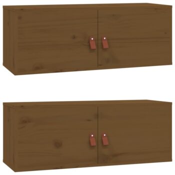 Zidni ormarići 2 kom boja meda 80x30x30 cm od masivne borovine