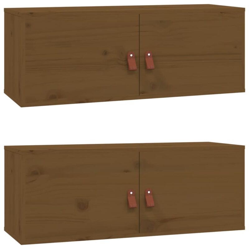 Zidni ormarići 2 kom boja meda 80x30x30 cm od masivne borovine