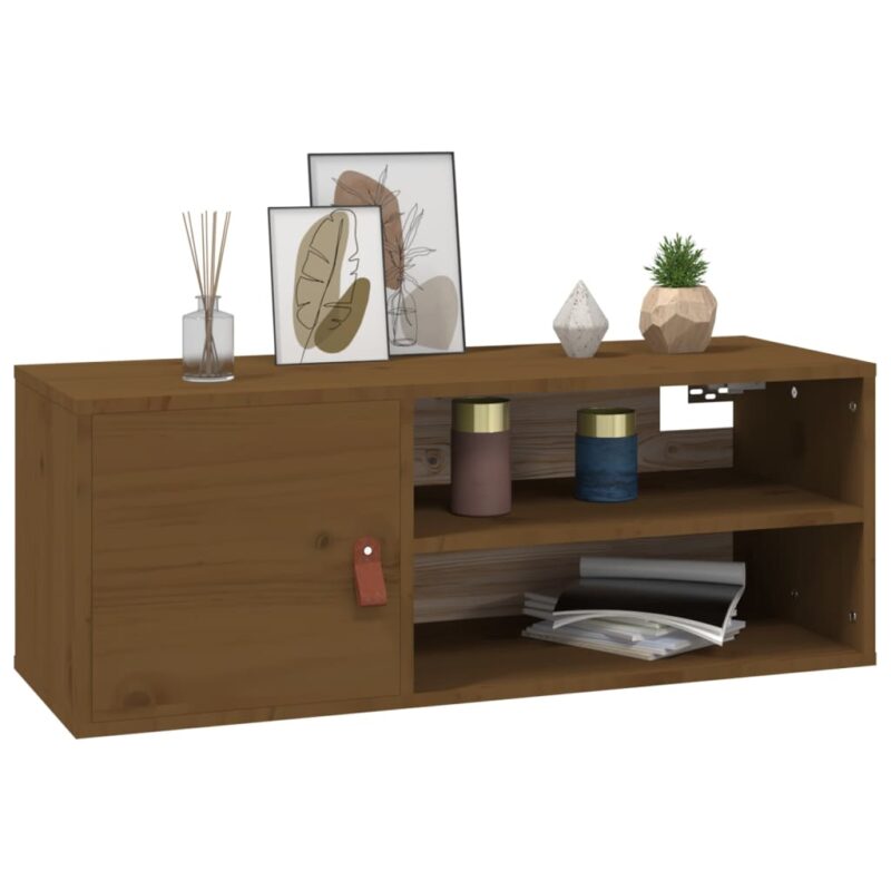 Zidni ormarići 2 kom boja meda 80x30x30 cm od masivne borovine - Slika 4