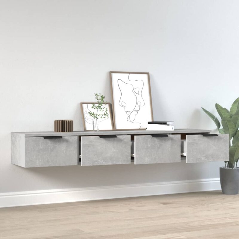 Zidni ormarići 2 kom boja siva betona 68x30x20 cm drveni - Slika 3