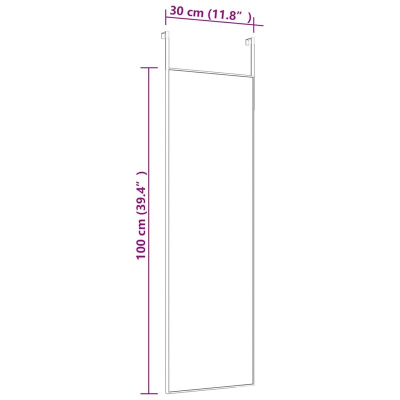 Ogledalo za vrata crno 30 x 100 cm od stakla i aluminija - Slika 4